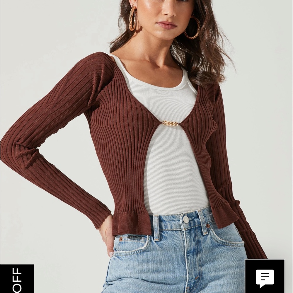 Astr The Label Angelique Chain Detail Cardigan